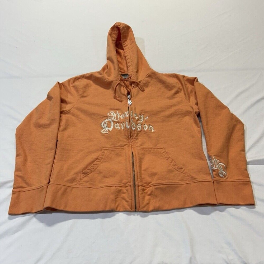 Harley Davidson Women's Full Zip Hoodie Orange Size XL H3